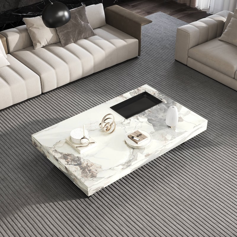 JASIWAY Light Luxury Sintered Stone Rectangle Coffee Table