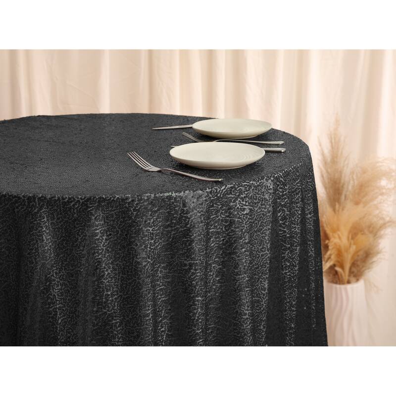 1 Pack Round Tablecloth, Polyester Sequin Table Covers for Dining Room
