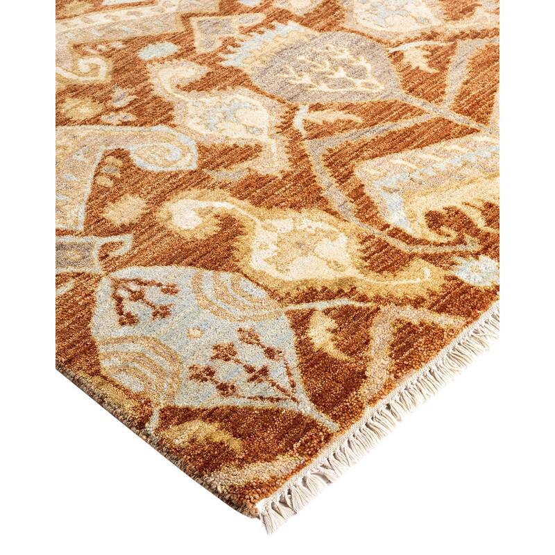 Ikat One-of-a-Kind Hand-Knotted Area Rug, Orange - 9' 0" x 12' 4"