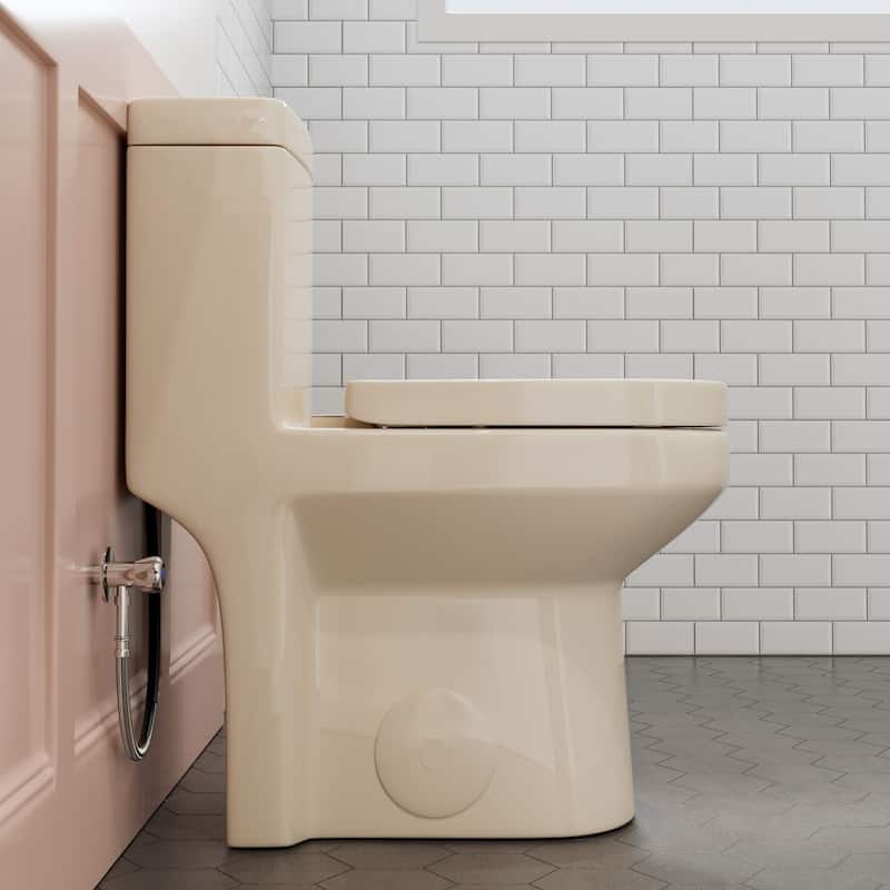 HOROW Bisque One Piece Toilet with High Performance Dual Flush 1.1/1.6 GPF 12 In Rough In - N/A