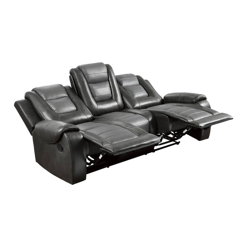 Grete Light Dark Gray Premium Faux Leather Reclining Sofa