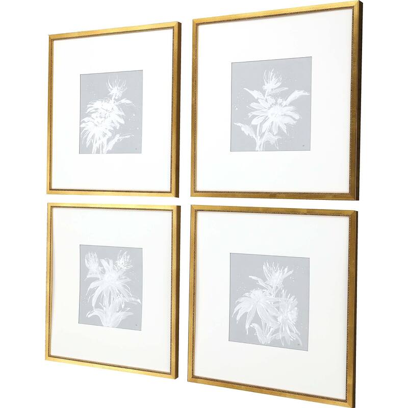 Echinacea S/4 Framed Art Giclee Under Glass - Blue