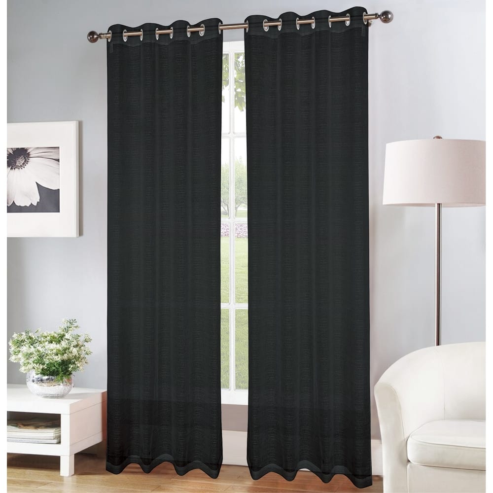 Erica Striped Doily Single Grommet Curtain Panel - (1x) 54 x 90 in. - (1x) 54 x 90 in.