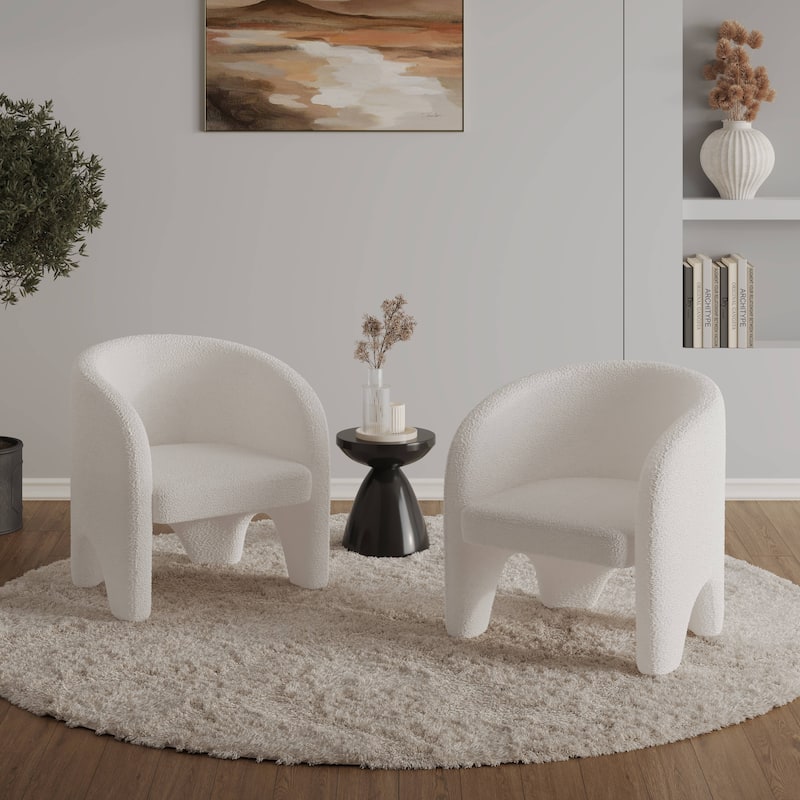 Lylo Velvet/Boucle Accent Chair with Barrel Back Design for Home Office Living Room and Bedroom, No Assembly Required