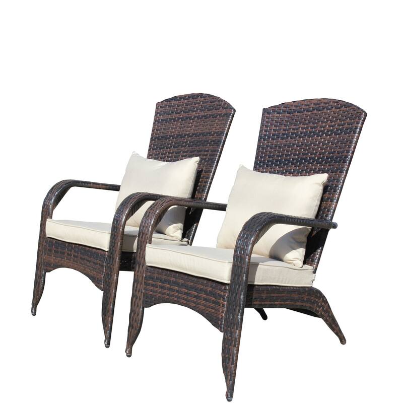 2 PCS Patio Wicker Chair with Cushions and Legs