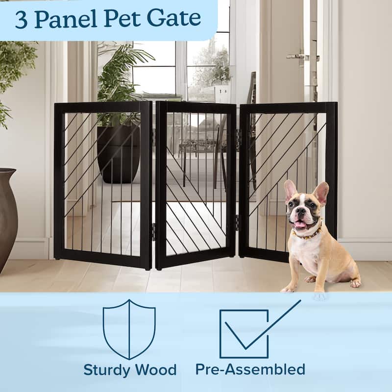 PETMAKER 3-Panel Foldable Pet Gate, Black - N/A