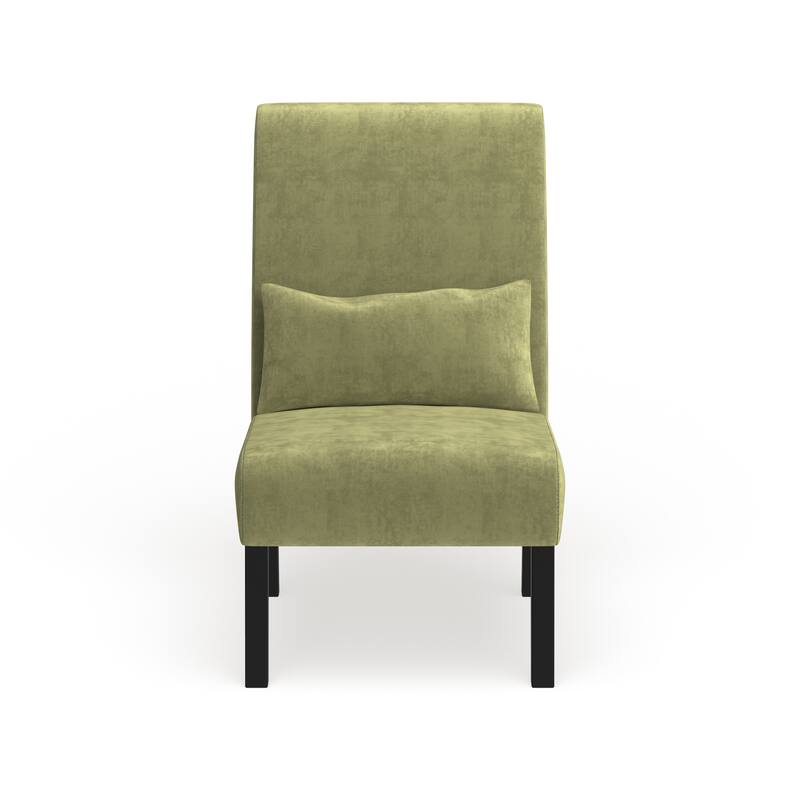 Porch & Den Vista Armless Chenille Accent Chair w/ Kidney Pillow