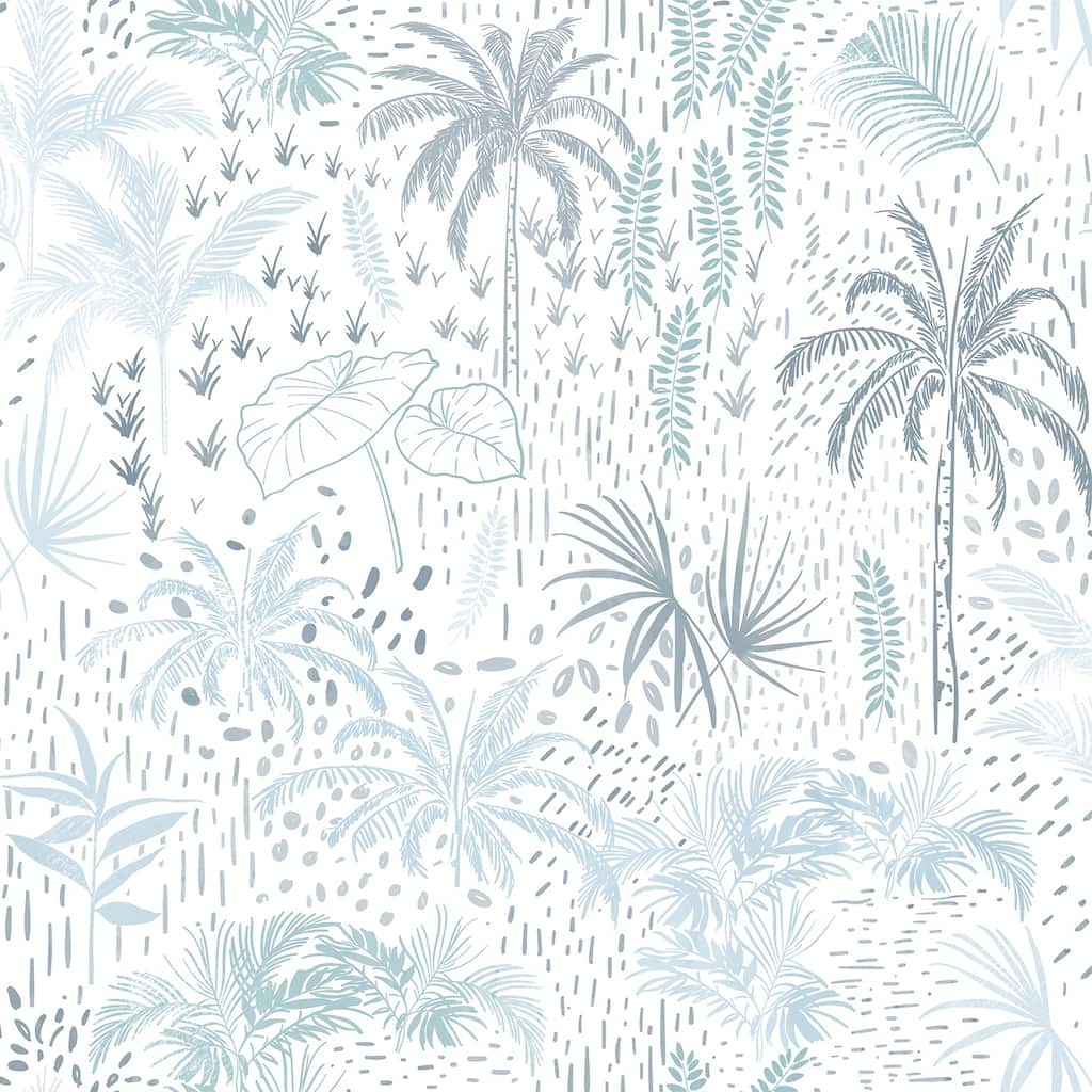 Etched Tropic Blue Peel and Stick Wallpaper