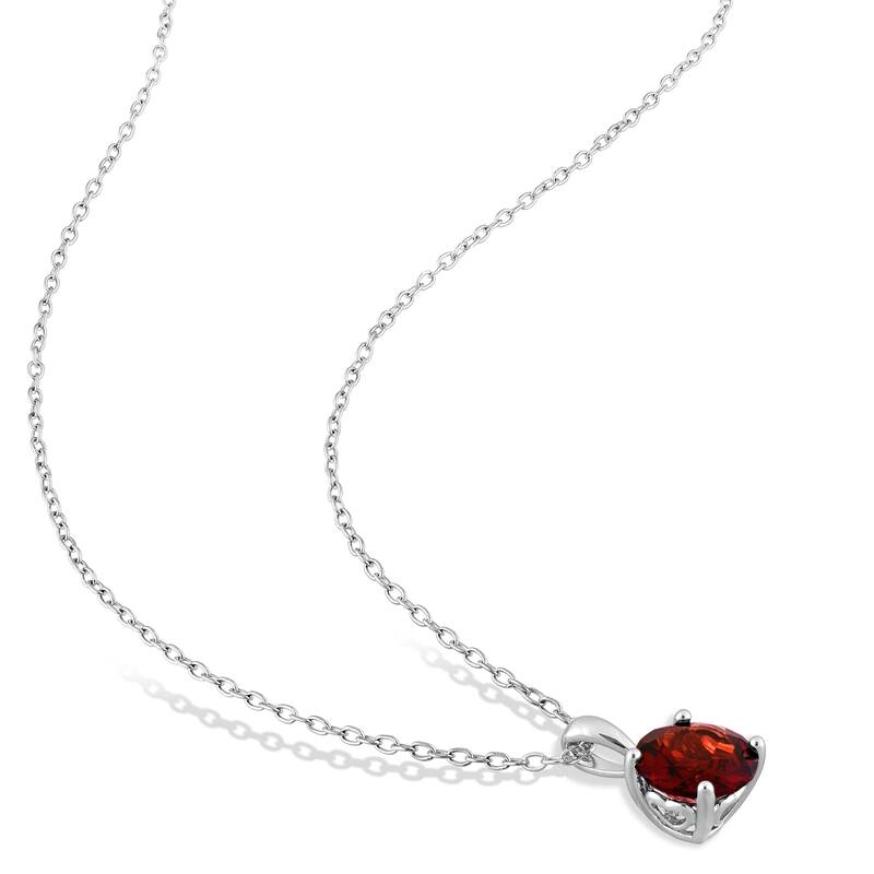 Miadora 6ct TGW Garnet Solitaire Necklace and Stud Earrings Set in Sterling Silver