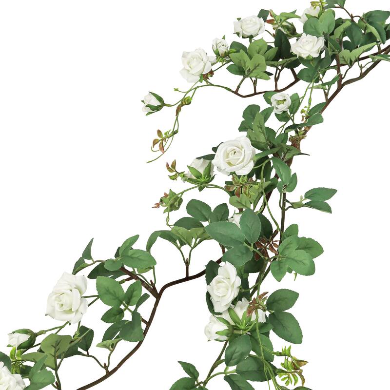 Cream White Artificial Tea Rose Flower Stem Hanging Spray 48in - 48" L x 7" W x 5" DP