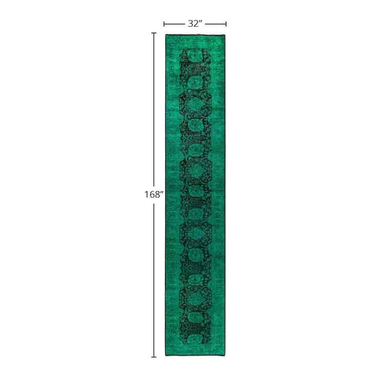 Contemporary Overdyed Wool Hand Knotted Runner - 2' 8" x 14' 0"