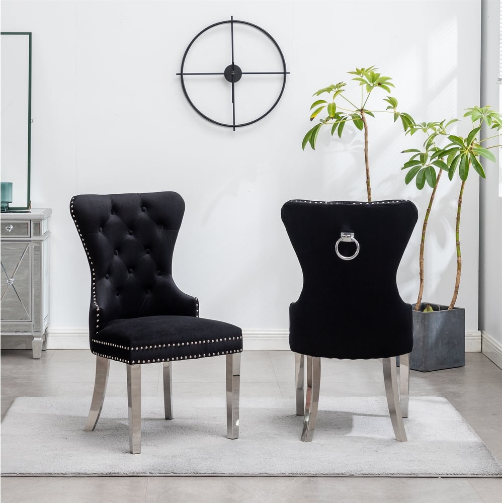 Contemporary Tufted Velvet Chair Set of 2