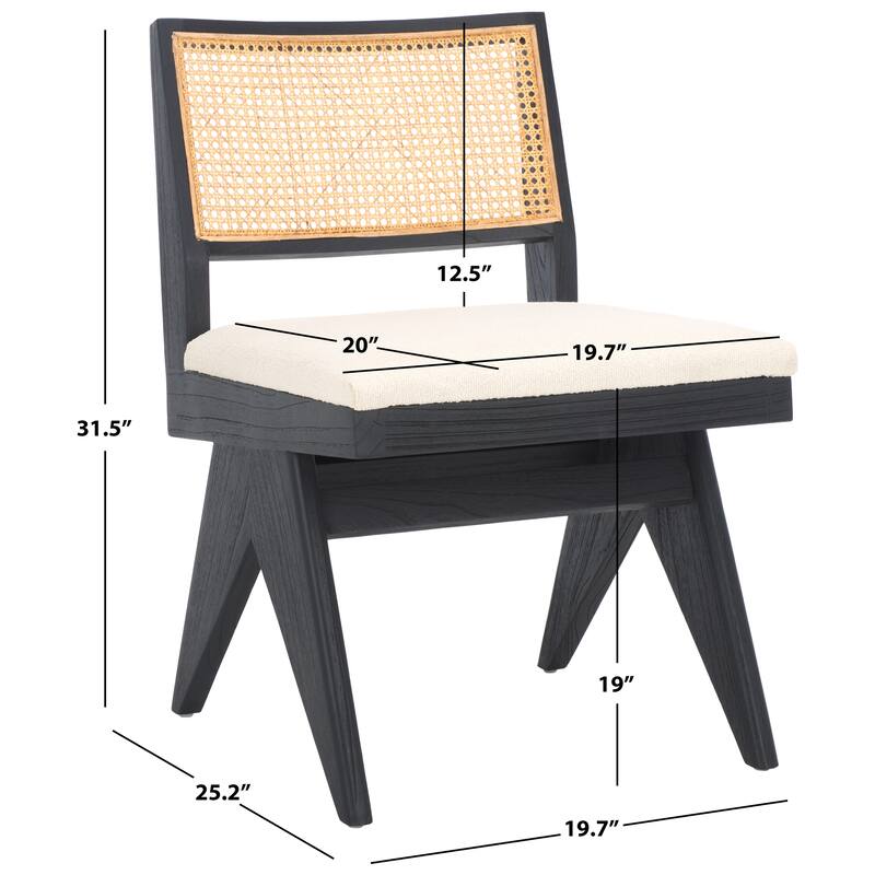 SAFAVIEH Couture Jaqueline Rattan Back 19-inch Dining Chair - 20Wx25Dx32H - Beige/Black