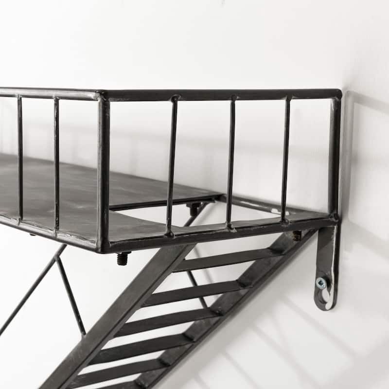 Gastown Wall-Mounted Fire Escape Shelf - 21.5"W x 7.3"D x 42.1"H