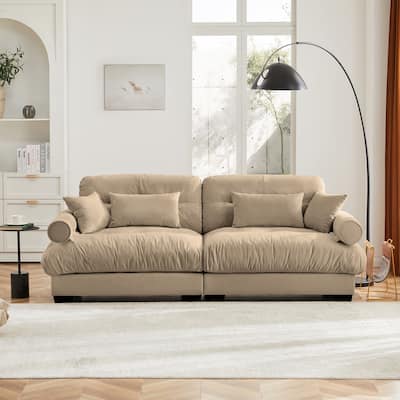 Modern Sectional Couch Comfortable Upholstered Sofa Set with Lumbar Pillow