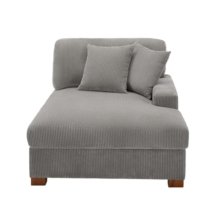 Upholstered Corduroy Chaise Lounge Chair With Pillow, Chaise Lounges For Interior