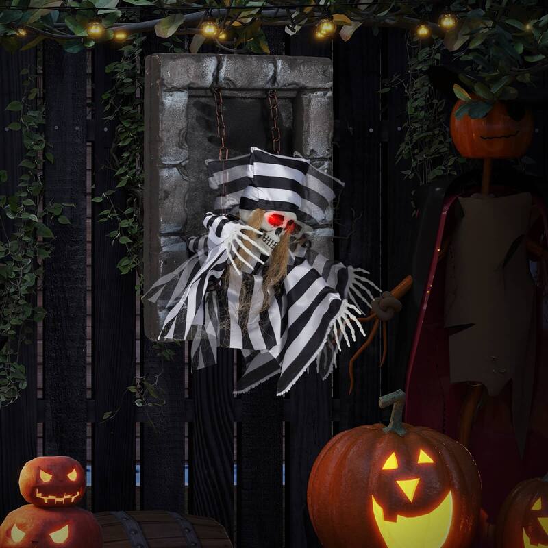 18" Halloween Decorations Hanging Skull Prisoner w/ Light-up Eyes