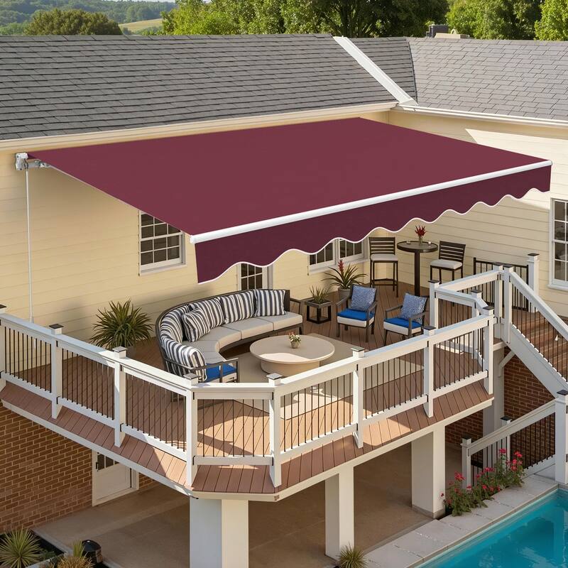 MCombo13x8Feet Manual Retractable Patio Door Window Awning Sunshade Shelter Outdoor Canopy