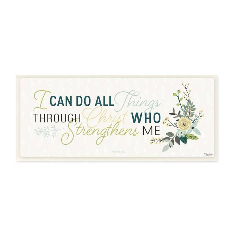 Stupell He Strengthens Me Faith Based Inspirational Quote Wood Wall Art