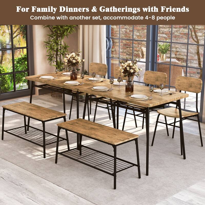 Gymax Dining Table Set for 4 Dining Room Kitchen Table w/ Bench 2