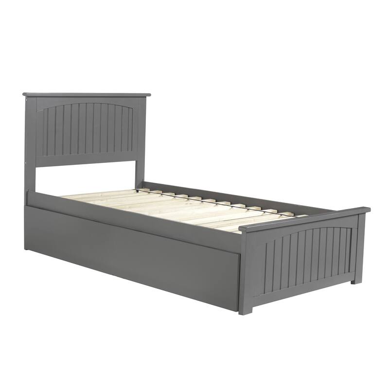 Platform Bed Twin Size Grey Cottage Style - Trundle & Storage Option for Bedroom
