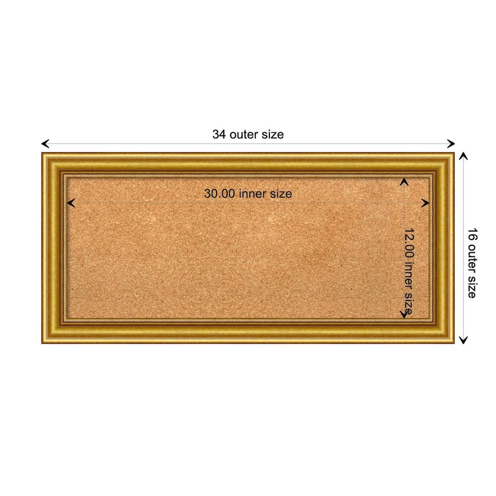 Townhouse Gold Wood Framed Natural Corkboard Bulletin Board