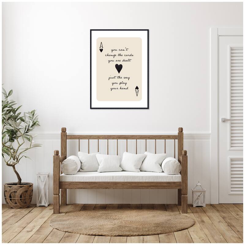 Kate and Laurel Ace of Heart Cards Positive Quote expansion by The Creative Bunch Studio Framed Canvas Wall Art Print