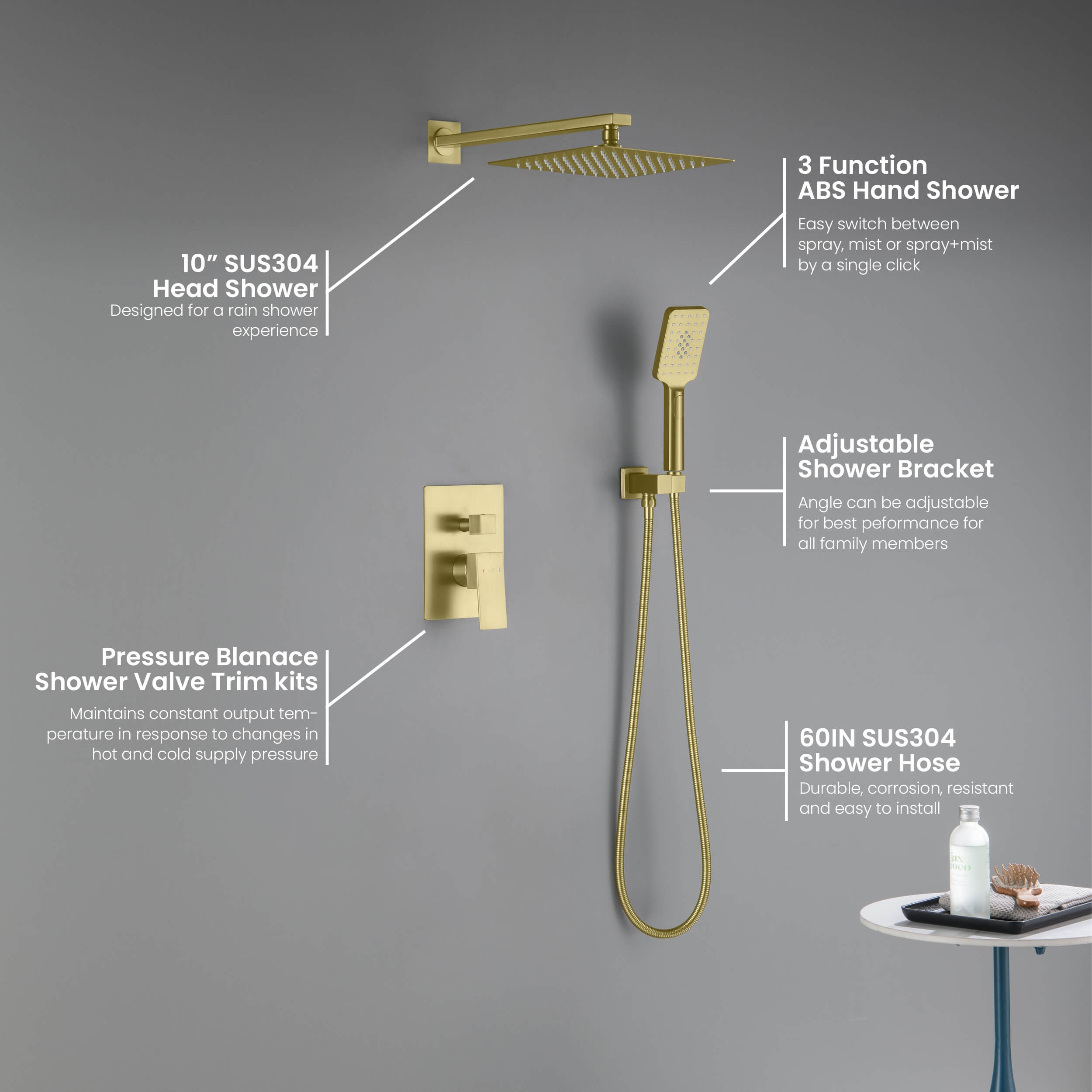 Cube Pressure Balanced 2-Function Shower System with Rough-In Valve