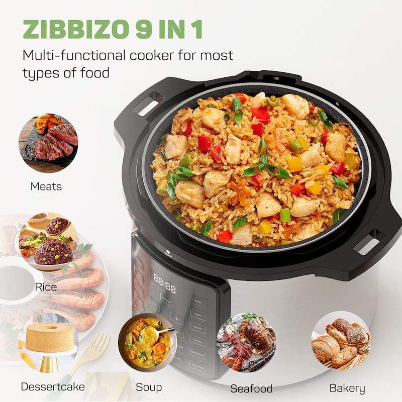 Electric Pressure Cooker, Upgraded 6 Quart/8 Quart 12-in-1 Multicooker, Stainless Steel Slow Cooker, Rice Cooker, Steamer, Sauté