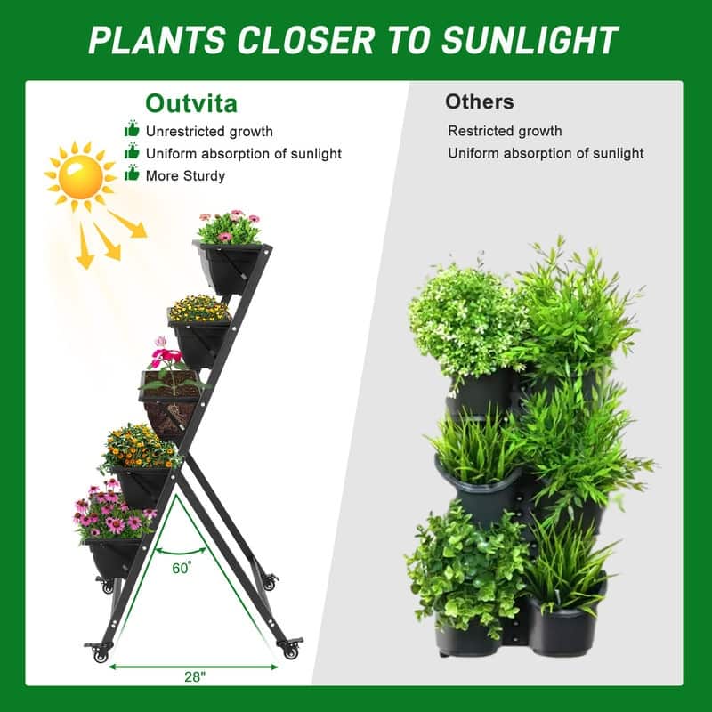 5 Tiers Vertical Elevated Garden Bed with Wheels
