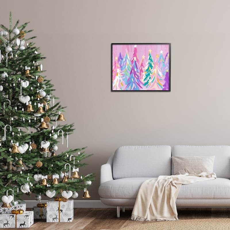 Stupell Pastel Christmas Trees Abstraction Framed Giclee Art Design By Arlington Prints