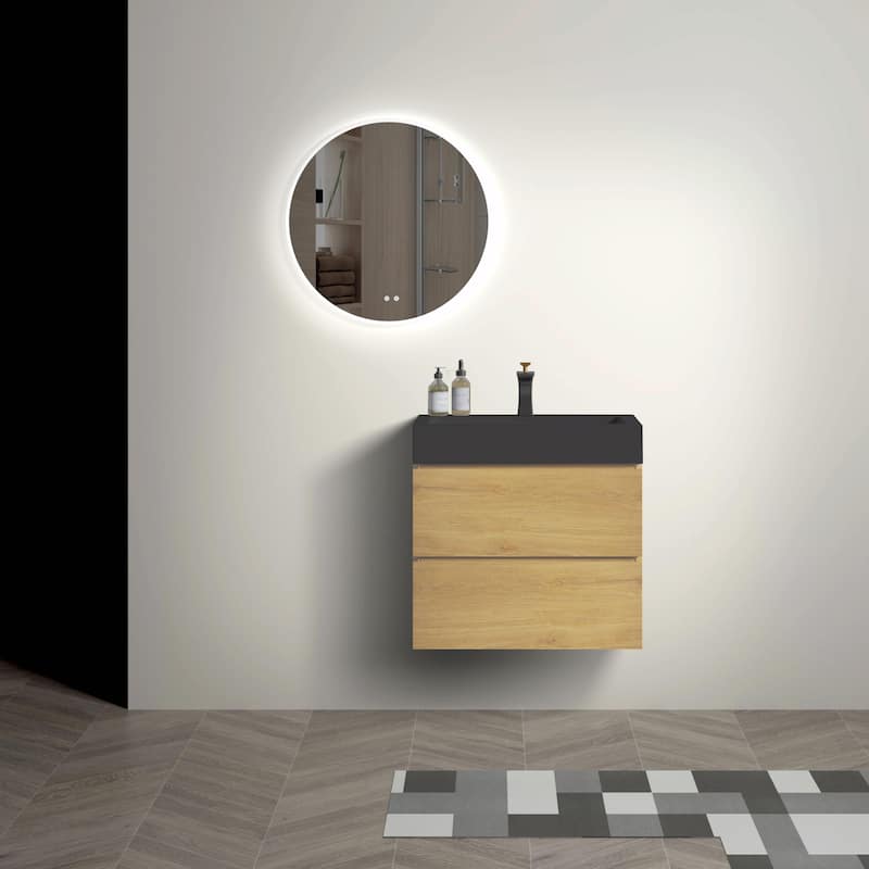 36"/30"/24" Floating Bathroom Vanity with Sink, Wall-Mounted Storage Cabinet