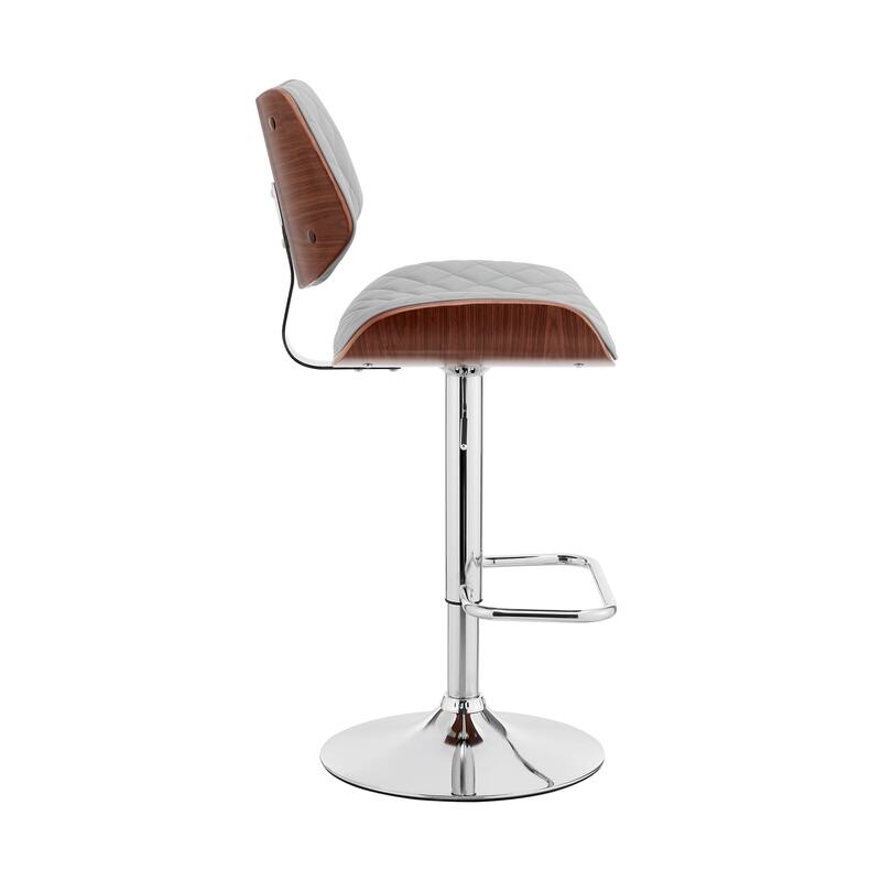Leland Adjustable Faux Leather and Metal Bar Stool