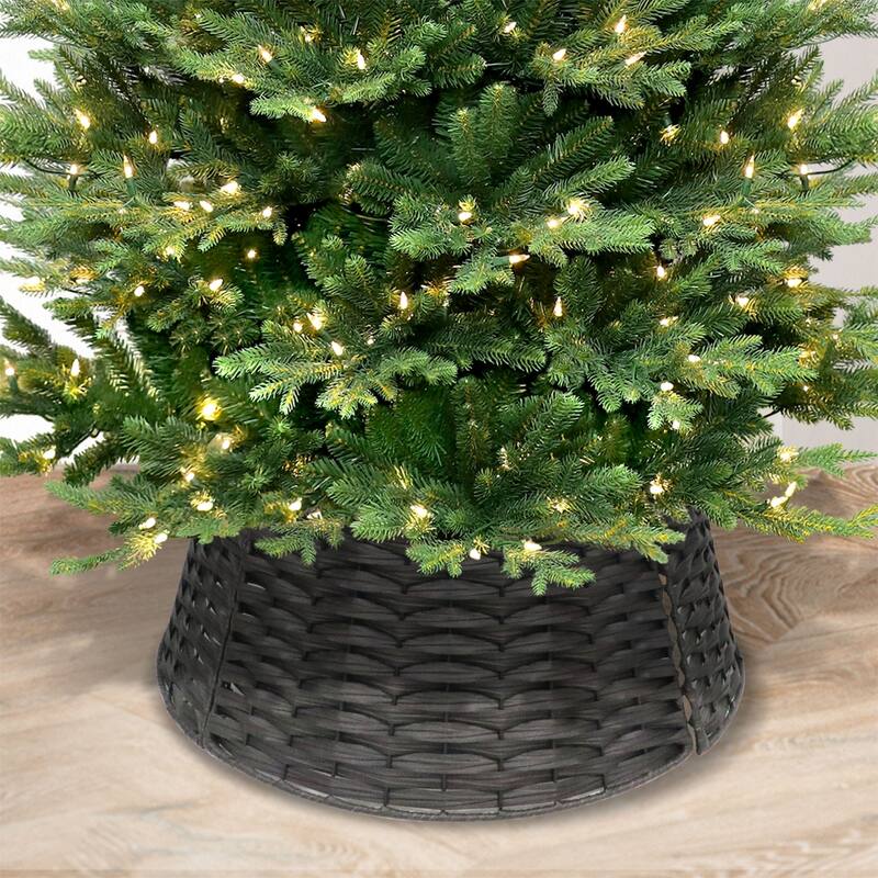 Wooden Round Christmas Tree Collar - 45" - Brown
