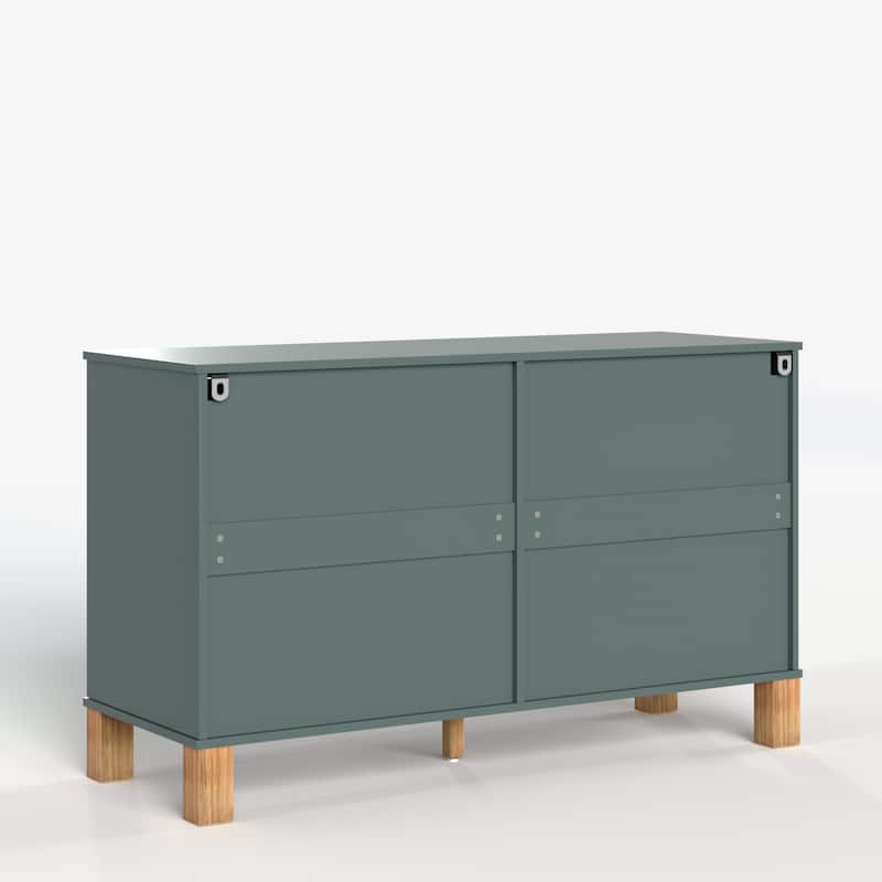 6-Drawer Double Dresser, Modern Storage Cabinet with Metal Handles & Solid Wood Legs