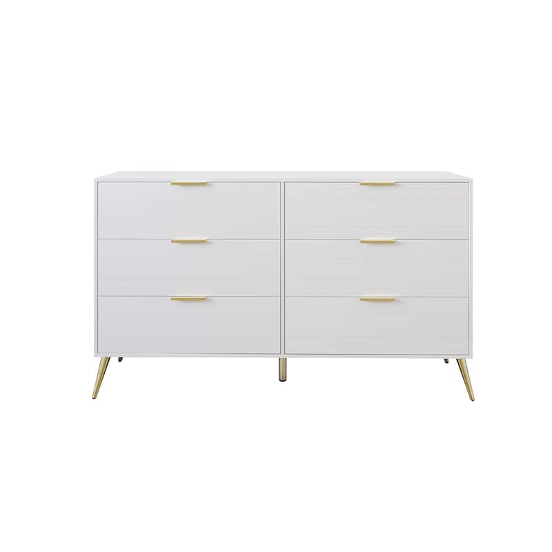 CraftPorch Contemporary 6-Drawers Wooden Dresser - White