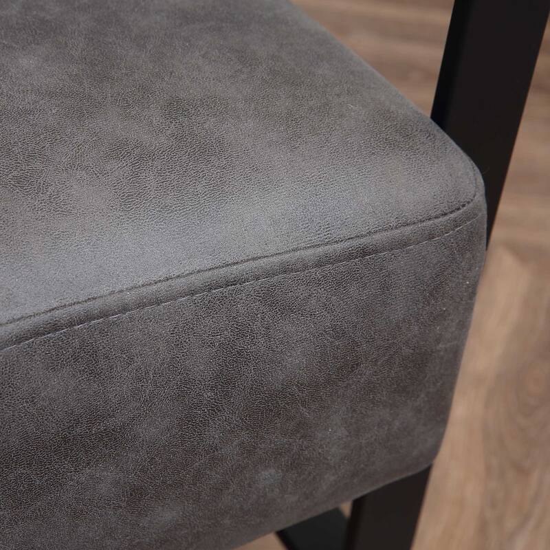 HOMCOM Industrial Accent Chairs with Cushioned Seat and Back, Upholstered Faux Leather Armchair for Bedroom, Living Room Chair