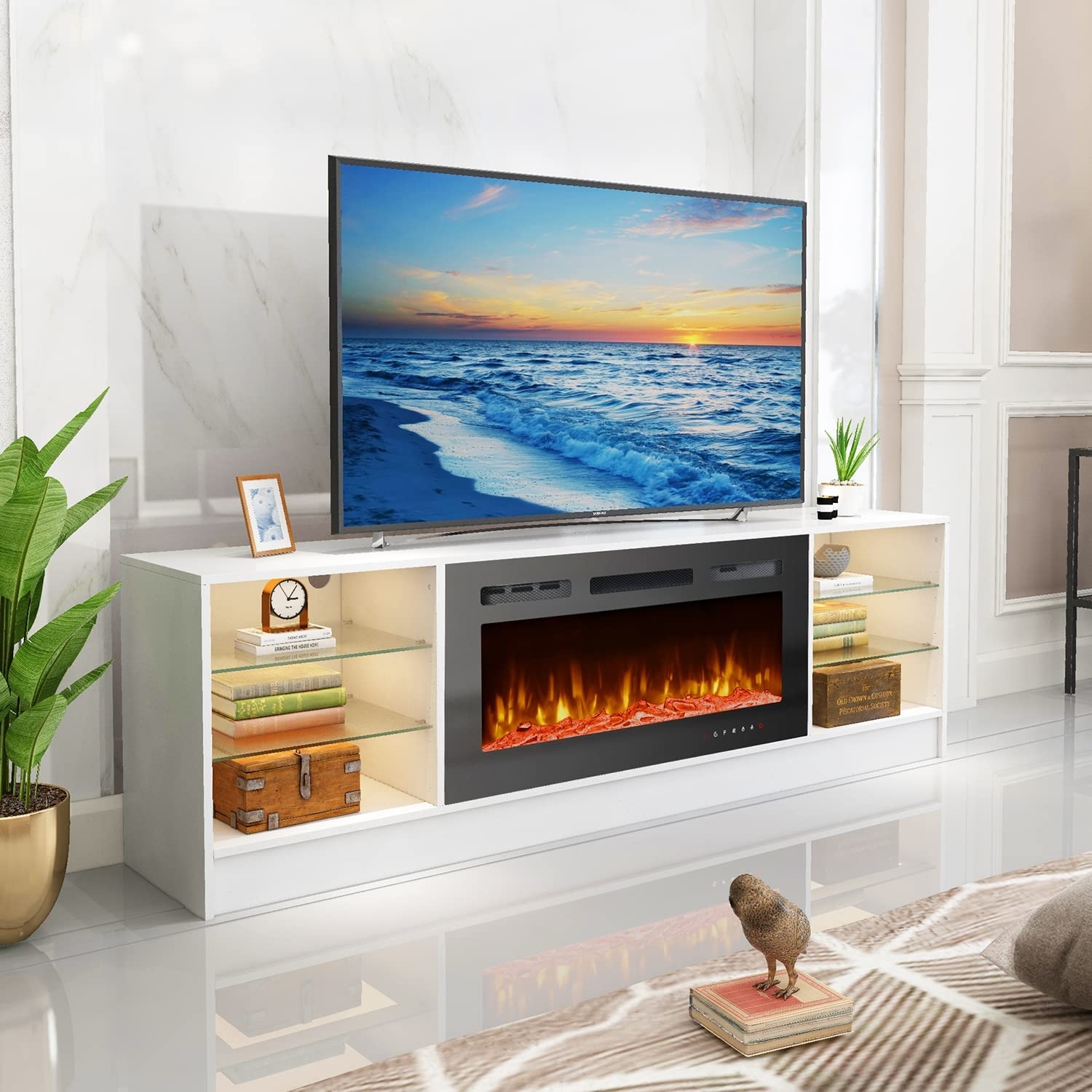 70 entertainment center with fireplace sale