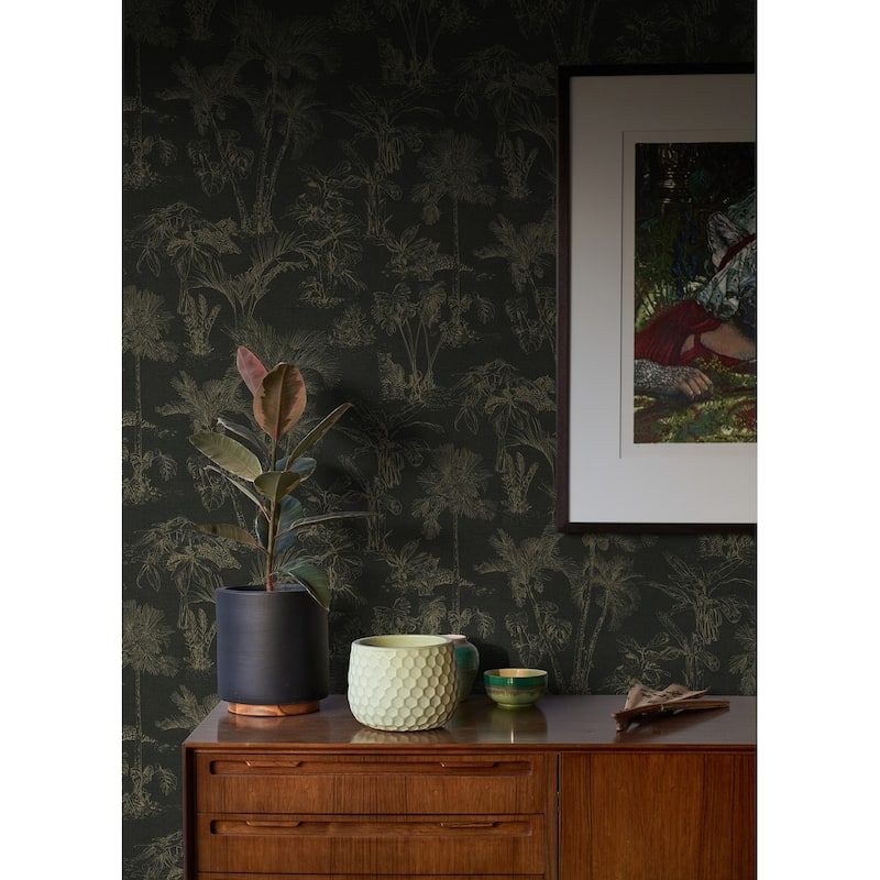 Advantage Zapata Gold Tropical Jungle Wallpaper - 20.9in x 396in x 0.025in - 20.9in x 396in x 0.025in