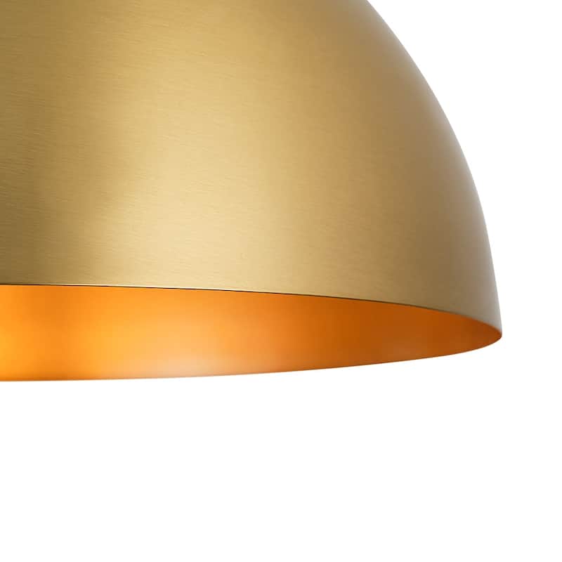 Mid-Century Modern Brass Oversized Metal Dome Pendant Light