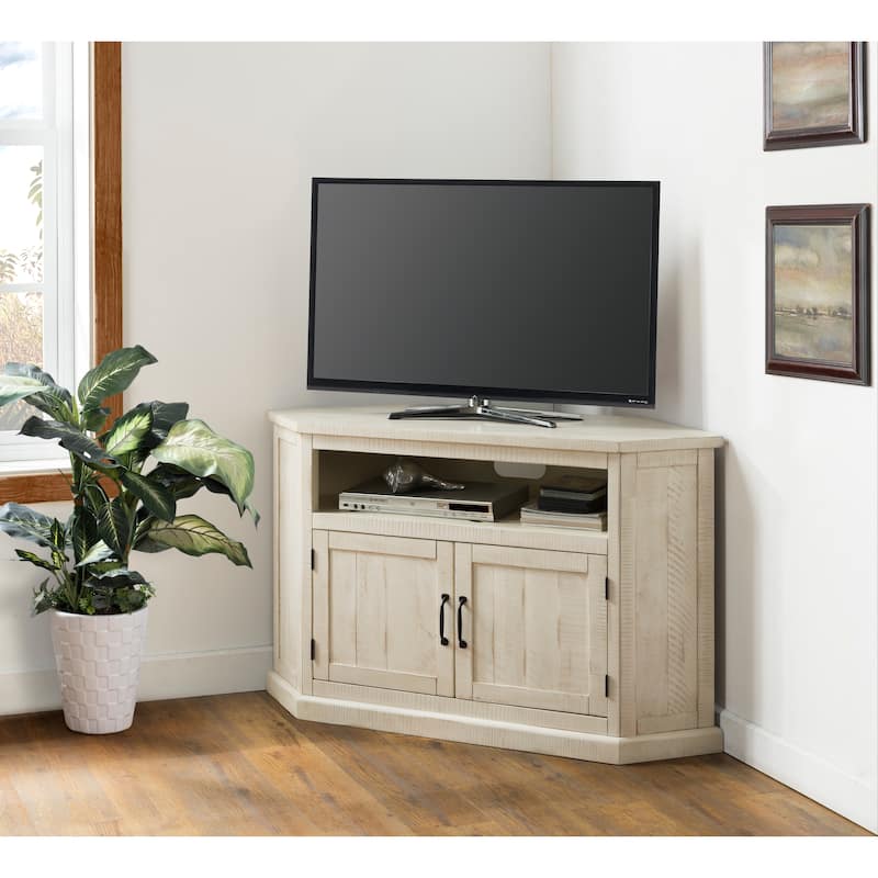 The Gray Barn Danebury Rustic 50-inch Solid Wood Corner TV Stand - Antique White