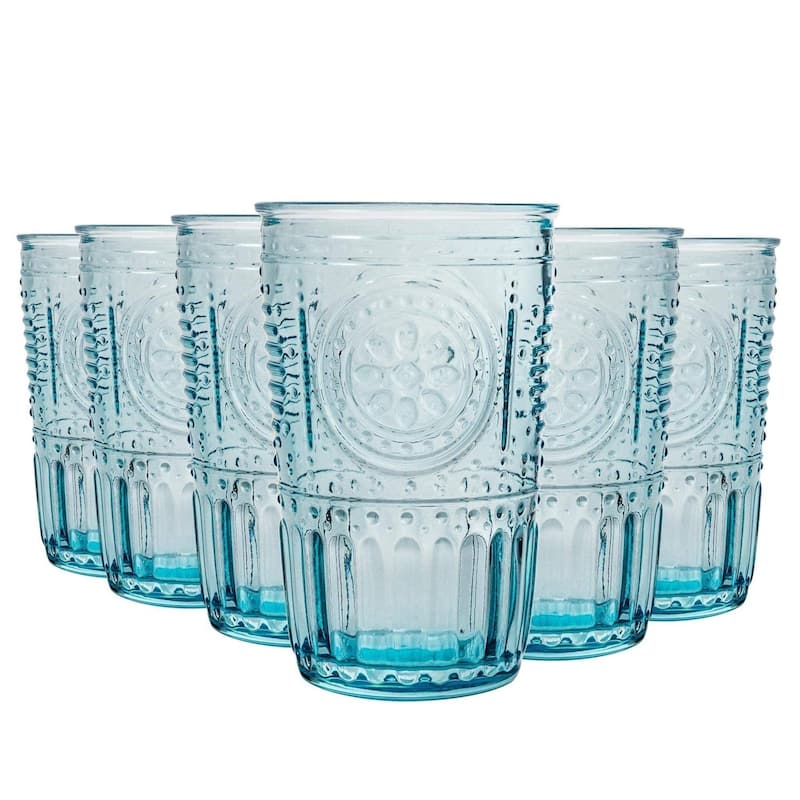 Bormioli Rocco Set of 6 Romantic Cooler Drinking Glasses - 16 oz.