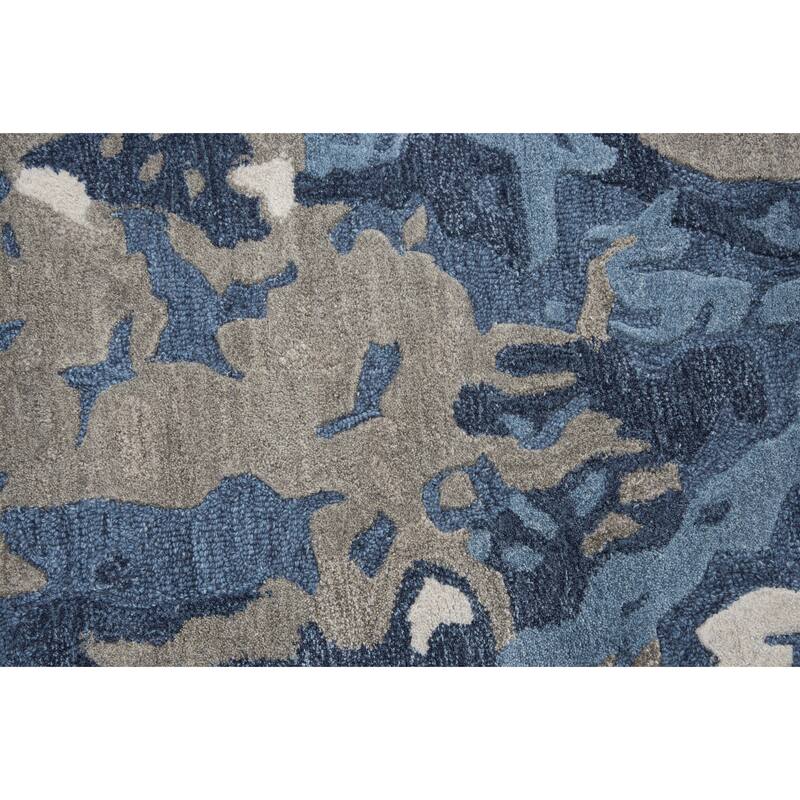 Alora Decor Lapis Blue, Grey, and Ivory Hand-tufted Wool Blend Rug