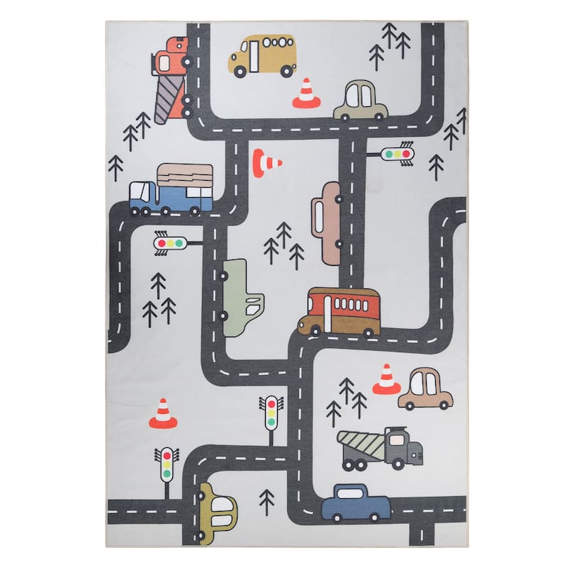 Superior Truck Road Non-Slip Kids Washable Indoor Area Rug