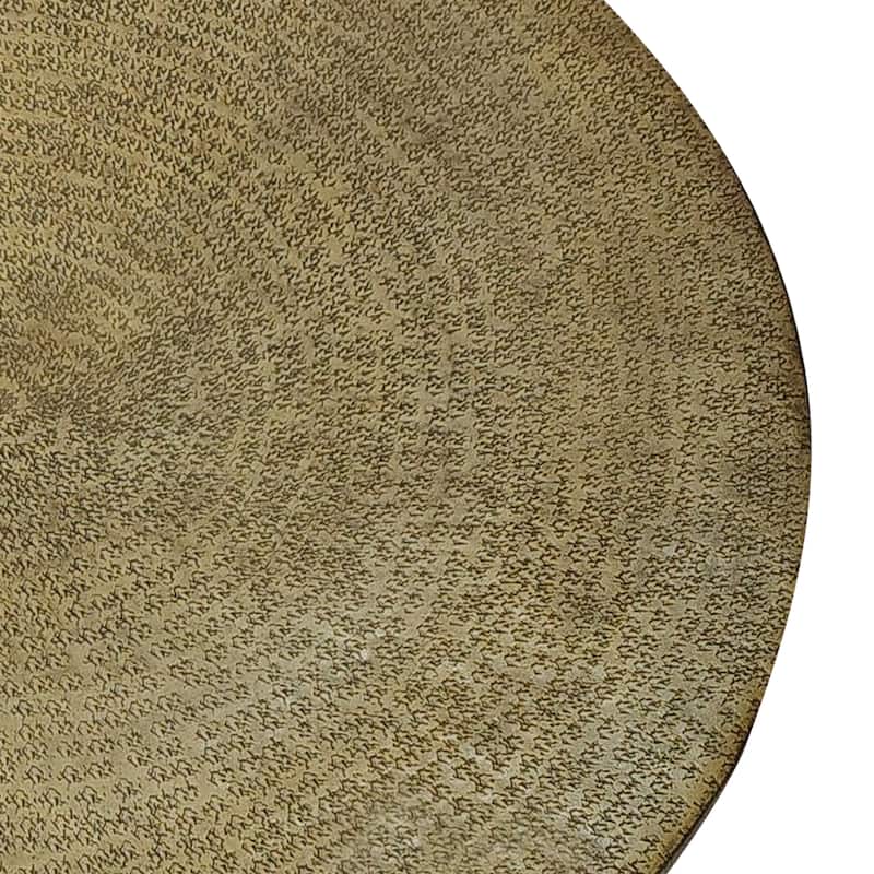 Terminus Coffee Table, 36 Inch Round Bowl Base with Hand Etched Texture, Antique Brass