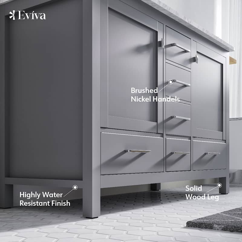 Eviva Aberdeen 48" Gray DS Bath Vanity with WH Carrara Top