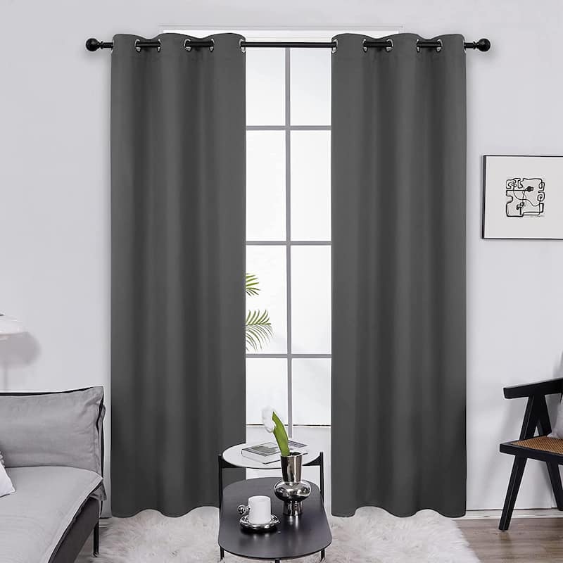 Deconovo Solid 42 Width Curtain Panel (1 Panel) - 42x95 Inch - Dark Grey
