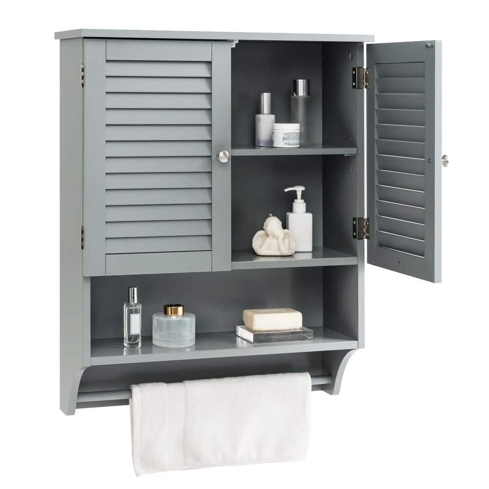 Costway Bathroom Wall Mounted Medicine Cabinet with Louvered Doors & - See Details