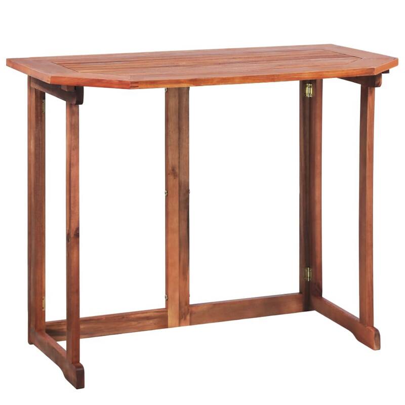 Outdoor Bistro Table, Foldable Design, 35 Inch Brown Solid Acacia Wood