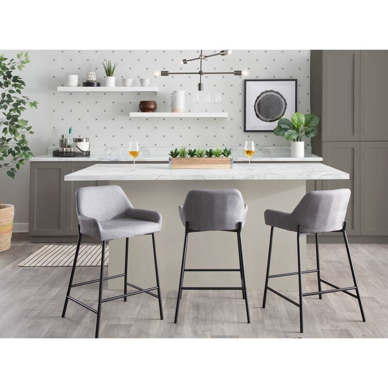 Carbon Loft Galotti Black Fixed-Height Upholstered Counter Stool - Set of 2